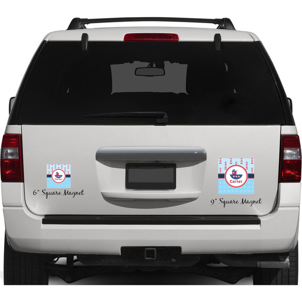 Light House & Waves Personalized Square Car Magnets on Ford Explorer