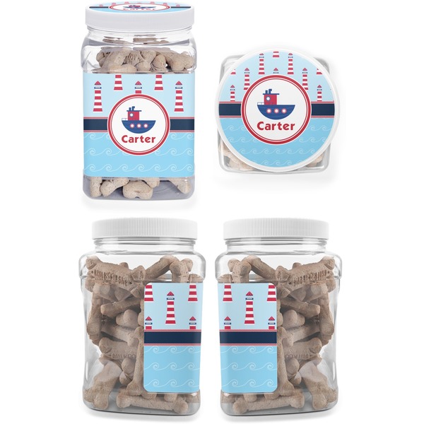 Light House & Waves Pet Treat Jar - Multiple Angles