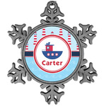 Light House & Waves Vintage Snowflake Ornament (Personalized)