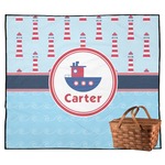 Light House & Waves Outdoor Picnic Blanket (Personalized)