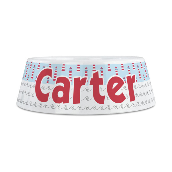 Light House & Waves Plastic Dog Bowls - Medium - FRONT