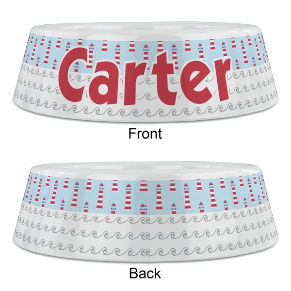 Light House & Waves Plastic Pet Bowls - Large - APPROVAL