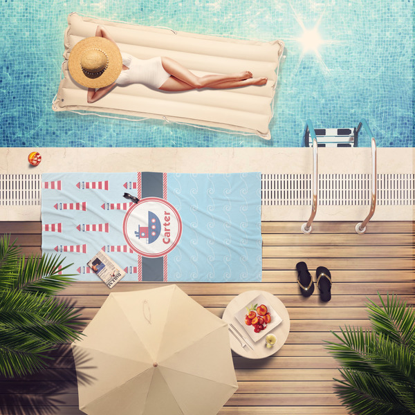 Light House & Waves Pool Towel Lifestyle