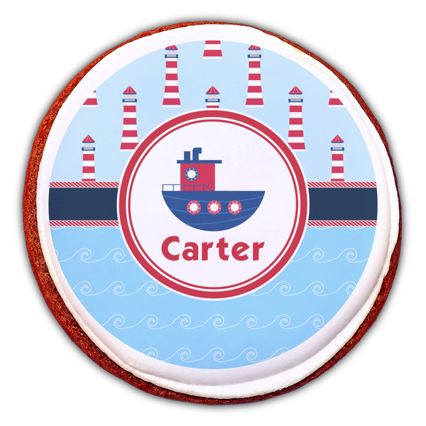 Light House & Waves Printed Icing Circle - Large - On Cookie