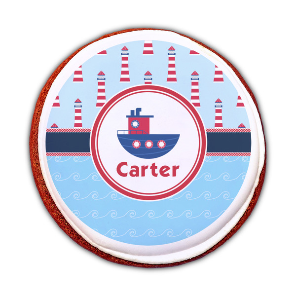 Light House & Waves Printed Icing Circle - Medium - On Cookie