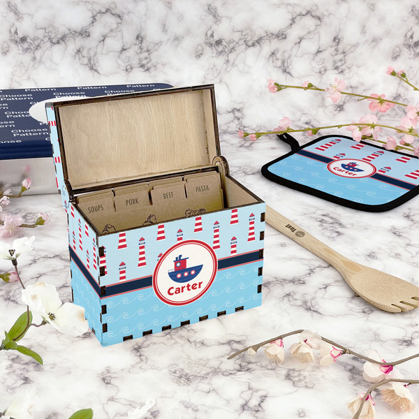 Light House & Waves Recipe Box - Full Color - In Context