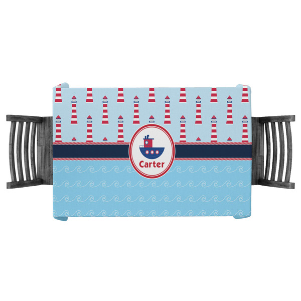 Custom Light House & Waves Tablecloth - 58"x58" (Personalized)