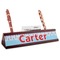 Light House & Waves Red Mahogany Nameplates with Business Card Holder - Angle