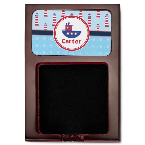 Light House & Waves Red Mahogany Sticky Note Holder - Flat