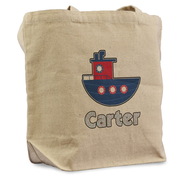 Custom Light House & Waves Reusable Cotton Grocery Bag (Personalized)