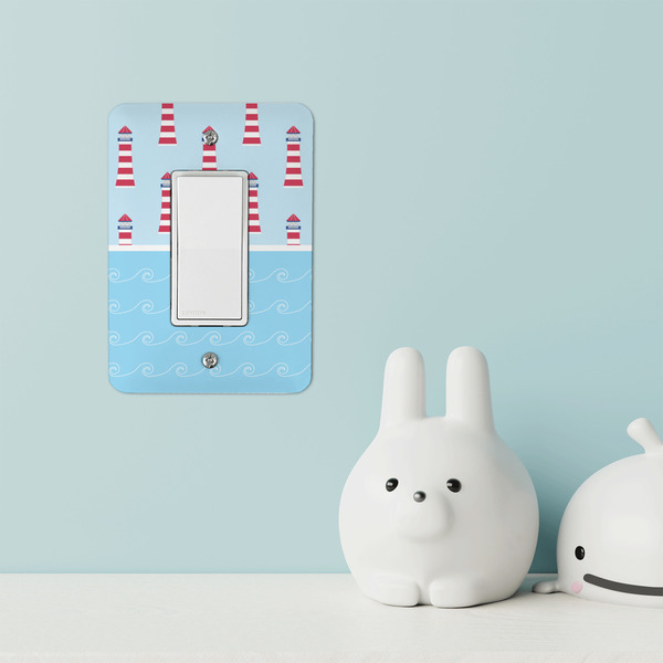Light House & Waves Rocker Light Switch Covers - Single - IN CONTEXT