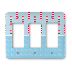 Light House & Waves Rocker Style Light Switch Cover - Three Switch