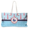 Light House & Waves Large Rope Tote Bag - Front View