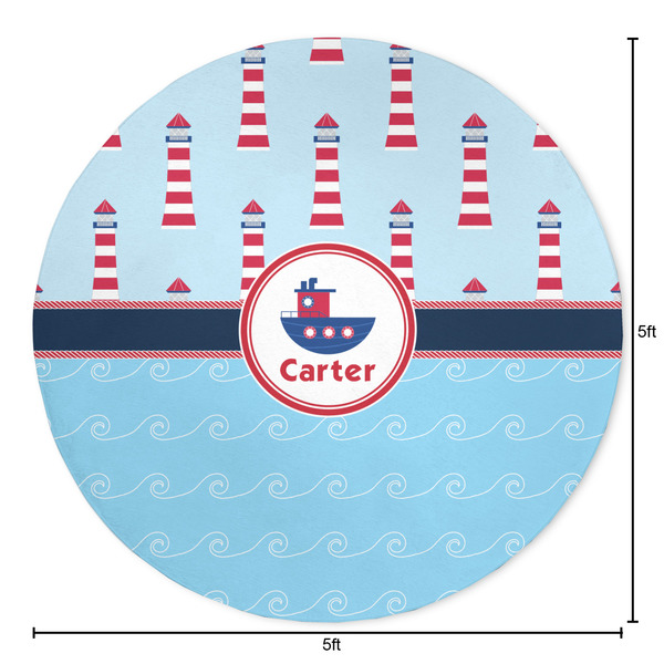 Light House & Waves Round Area Rug - Size