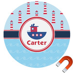 Light House & Waves Round Car Magnet - 6" (Personalized)