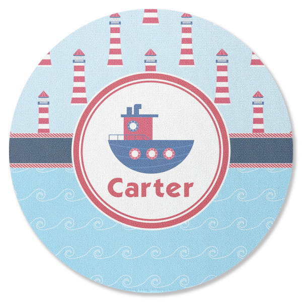 Light House & Waves Round Coaster Rubber Back - Single