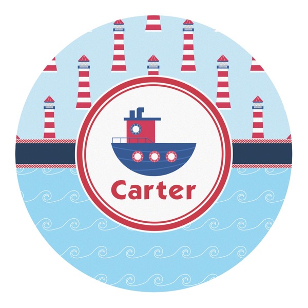 Custom Light House & Waves Round Decal - XLarge (Personalized)