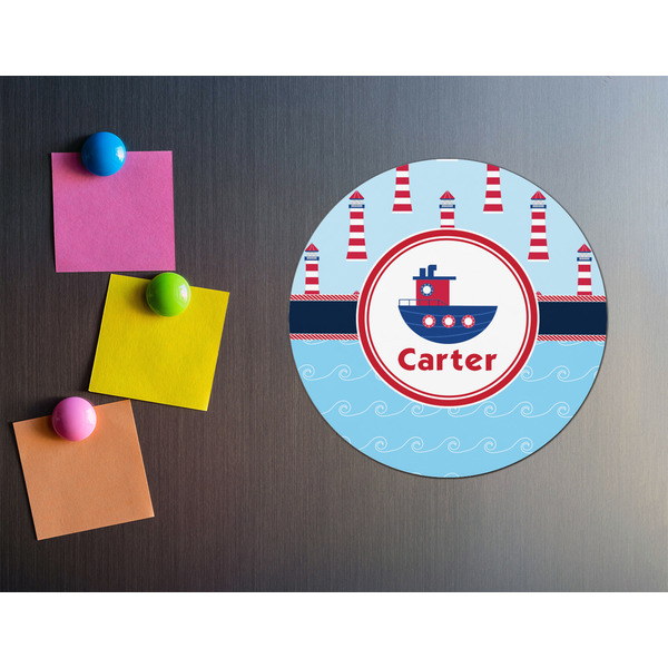 Light House & Waves Round Fridge Magnet - LIFESTYLE