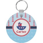 Light House & Waves Round Plastic Keychain (Personalized)