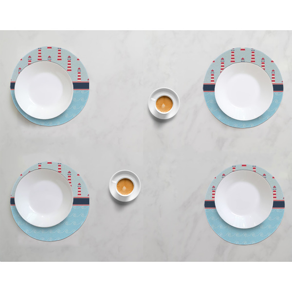 Light House & Waves Round Linen Placemats - LIFESTYLE (set of 4)