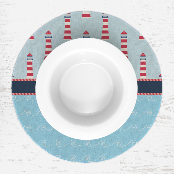 Light House & Waves Round Linen Placemats - LIFESTYLE (single)