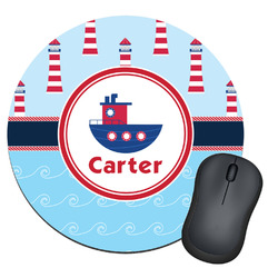 Light House & Waves Round Mouse Pad (Personalized)