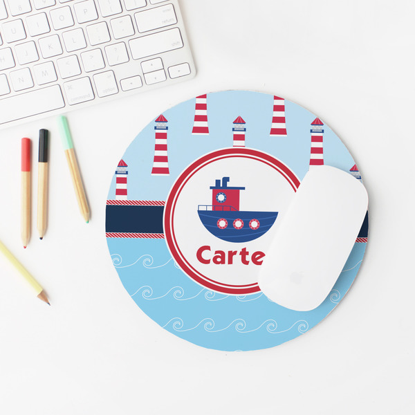 Light House & Waves Round Mousepad - LIFESTYLE 2
