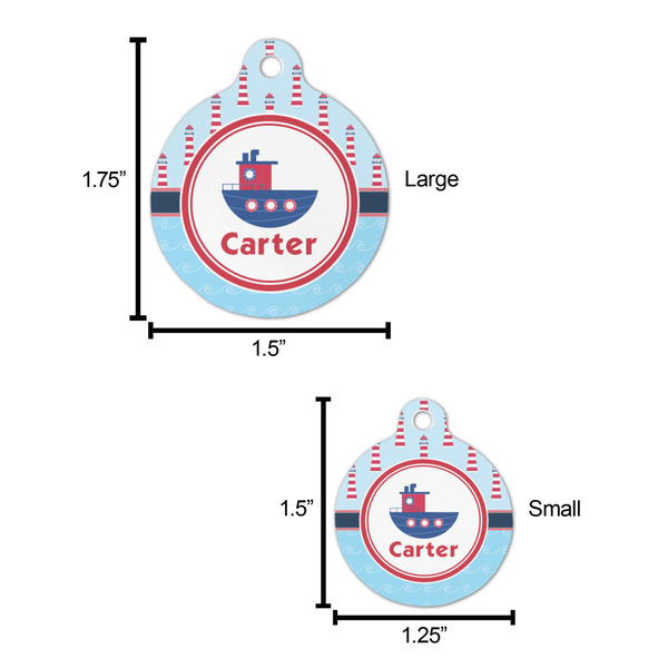 Light House & Waves Round Pet ID Tag - Large - Comparison Scale