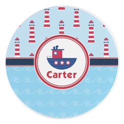 Light House & Waves Round Stone Trivet (Personalized)