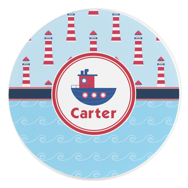 Custom Light House & Waves Round Stone Trivet (Personalized)