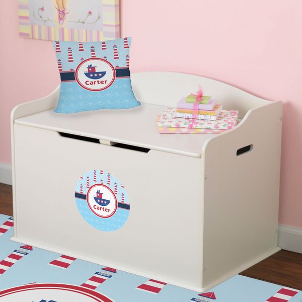 Light House & Waves Round Wall Decal on Toy Chest