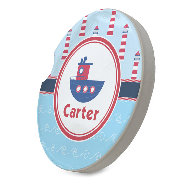 Light House & Waves Sandstone Car Coaster - STANDING ANGLE