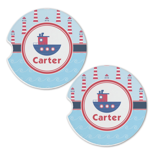 Light House & Waves Sandstone Car Coasters - Set of 2