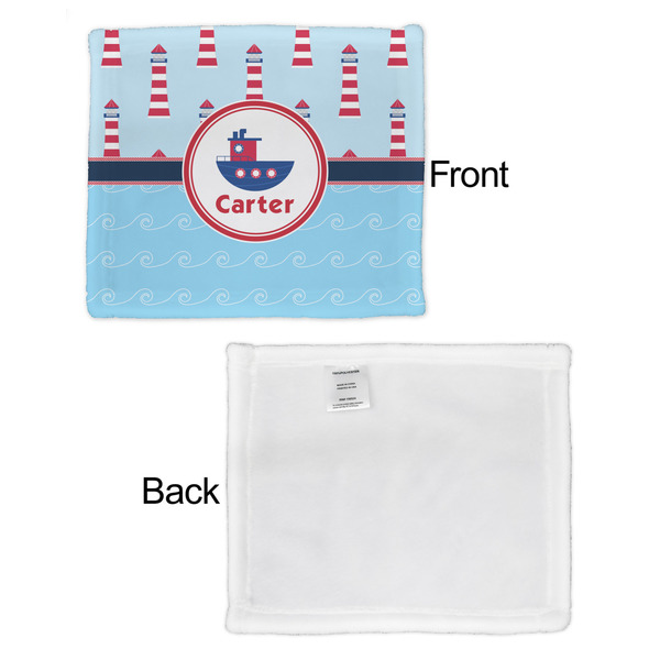 Light House & Waves Security Blanket - Front & White Back View