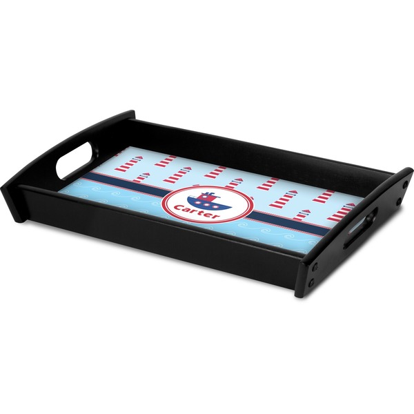 Light House & Waves Serving Tray Black - Corner