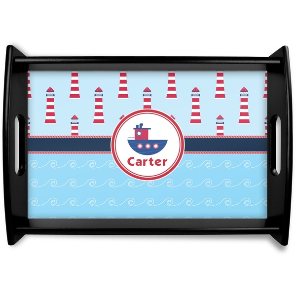 Custom Light House & Waves Wooden Tray (Personalized)