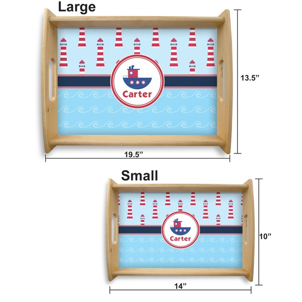 Light House & Waves Serving Tray Wood Sizes