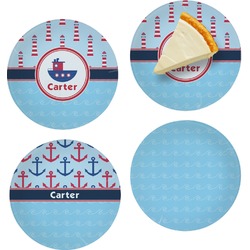 Light House & Waves Set of 4 Glass Appetizer / Dessert Plate 8" (Personalized)