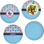 Light House & Waves Set of 4 Glass Lunch / Dinner Plate 10" (Personalized)