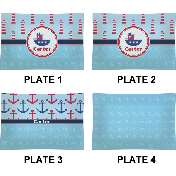 Light House & Waves Set of Rectangular Appetizer / Dessert Plates (Approval)