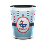 Light House & Waves Ceramic Shot Glass - 1.5 oz - Two Tone - Set of 4 (Personalized)