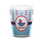 Light House & Waves Ceramic Shot Glass - 1.5 oz - White - Set of 4 (Personalized)