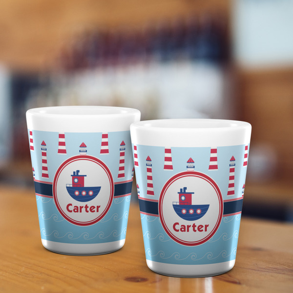 Light House & Waves Shot Glass - White - LIFESTYLE