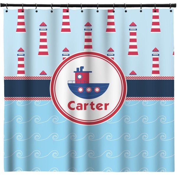 Custom Light House & Waves Shower Curtain - 71" x 74" (Personalized)