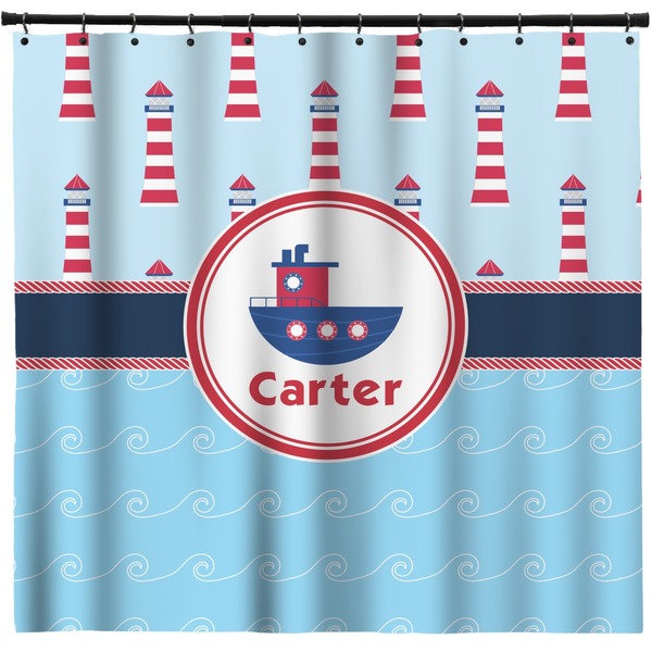 Custom Light House & Waves Shower Curtain - 71" x 74" (Personalized)