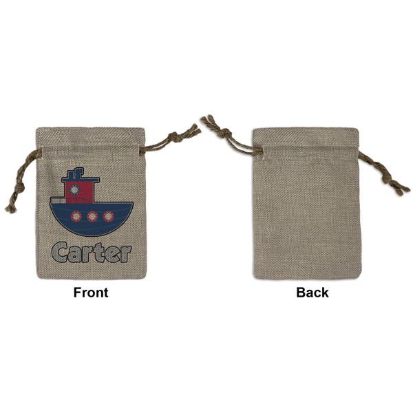 Light House & Waves Small Burlap Gift Bag - Front Approval