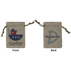 Light House & Waves Small Burlap Gift Bag - Front & Back (Personalized)