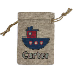 Light House & Waves Small Burlap Gift Bag - Front (Personalized)