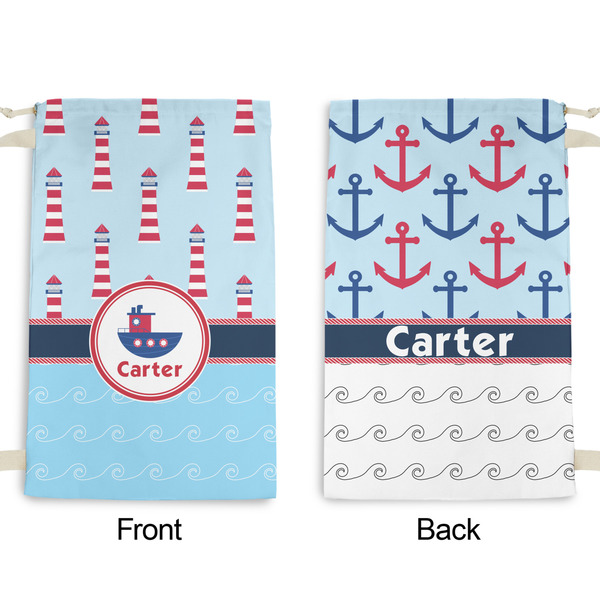 Light House & Waves Small Laundry Bag - Front & Back View
