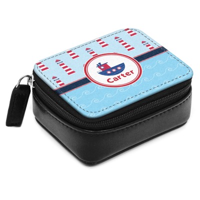 Light House & Waves Small Leatherette Travel Pill Case (Personalized)